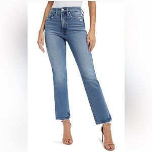 Good American Good Curve High Waist Straight Leg Jeans distressed stretchy
